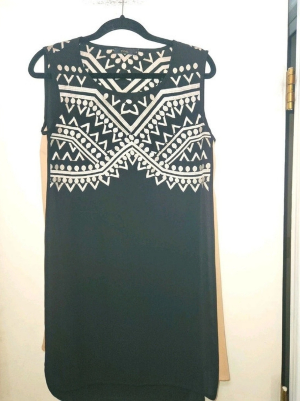 THML Geometric Mini Dress in Black & Beige Size Medium